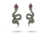 Pave Diamond Ruby Snake Dainty Stud earrings, (DER-1078)